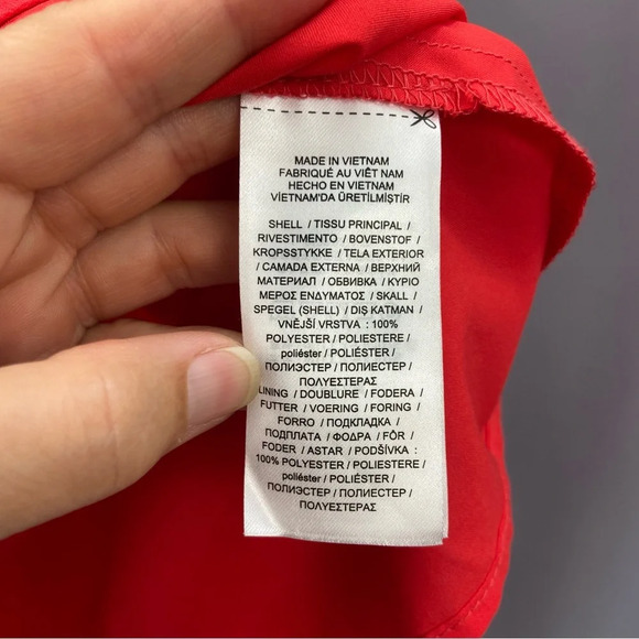 Ralph Lauren Black Label Red Georgette Chiffon Boatneck Dress  Flutter Sleeve - Picture 7 of 9